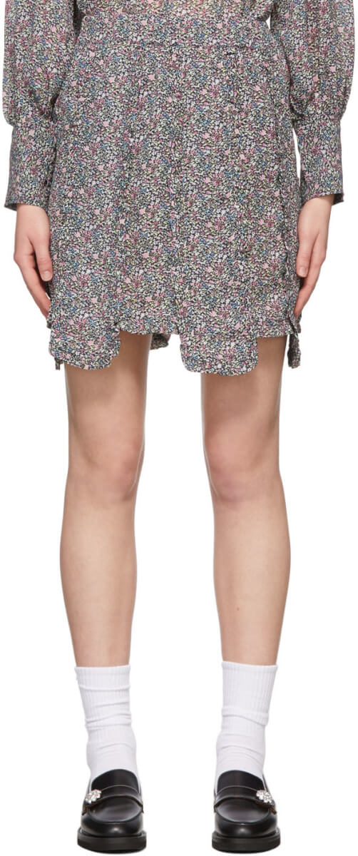 GANNI Multicolor Floral Crêpe Mini Skirt
