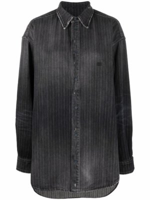 Balenciaga pinstripe distressed denim shirt - Grey