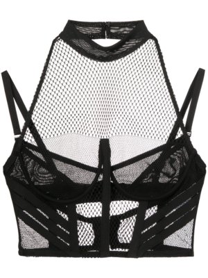 Dion Lee net-lace layered bra top - Black
