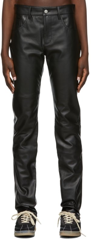 MM6 Maison Margiela Black Heavy Leather Trousers