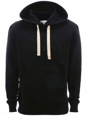 JW Anderson embroidered-logo long-sleeve hoodie - Black