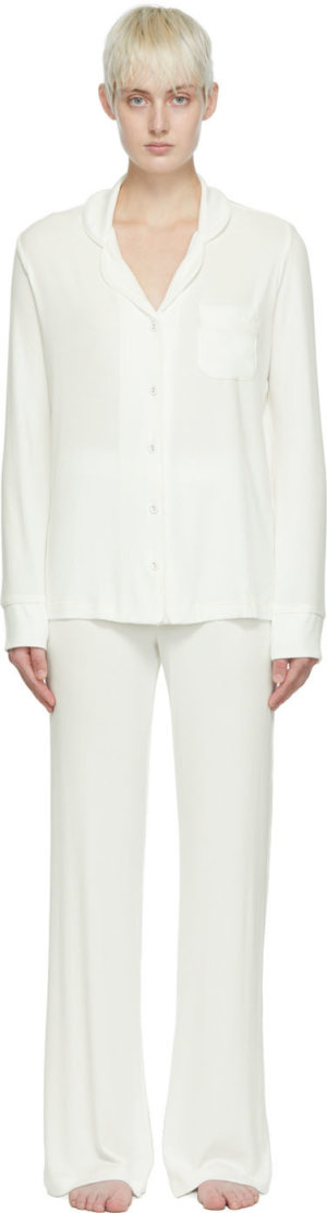 SKIMS White Shirt & Lounge Pants Set