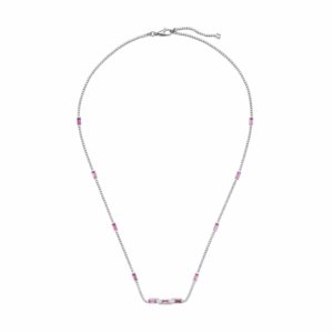 18ct White Gold Pink Rubellite Link to Love Necklace