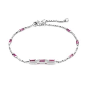 18ct White Gold Pink Tourmaline Link to Love Bracelet