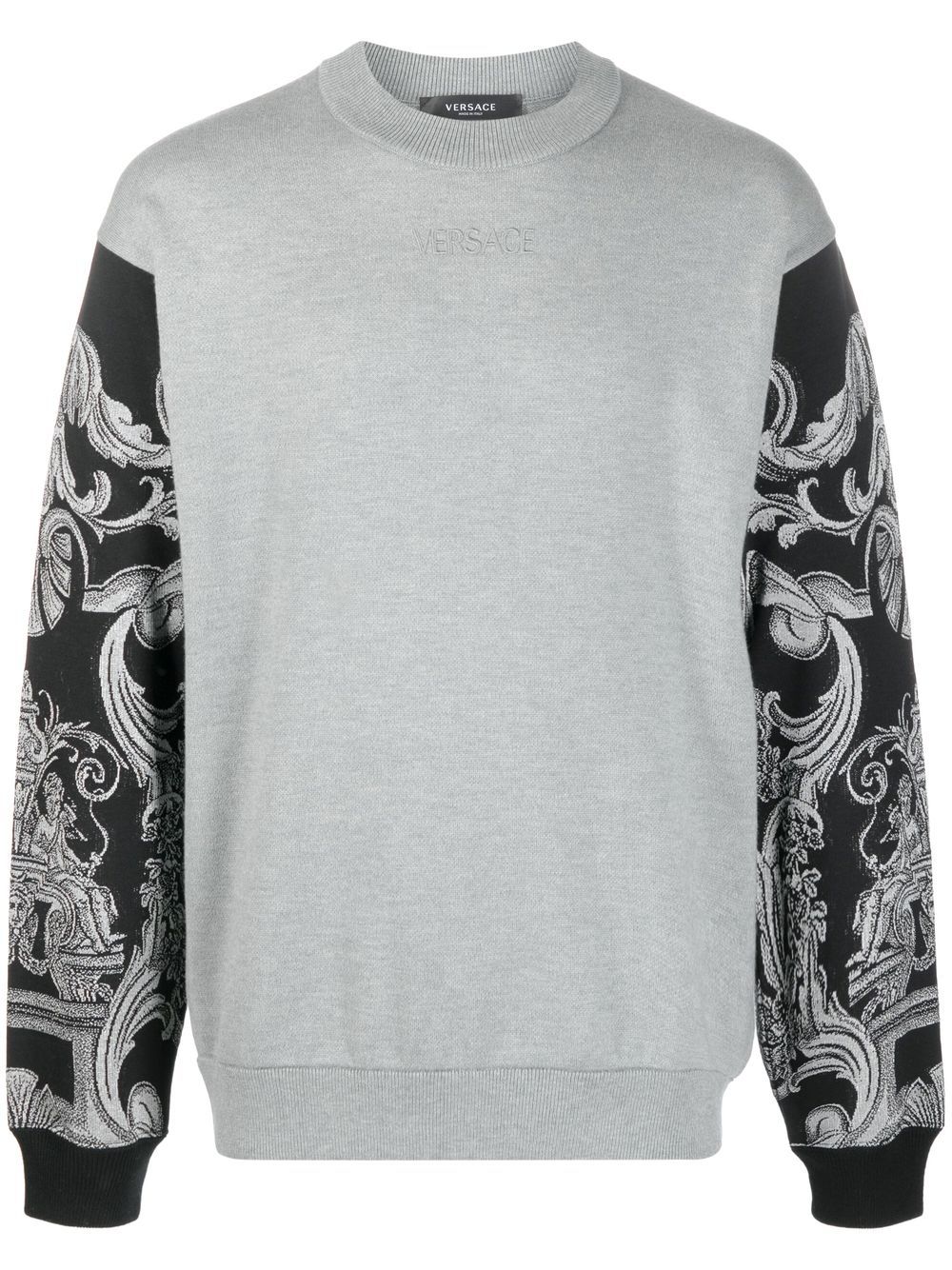 Versace embroidered-logo long-sleeve sweatshirt - Grey