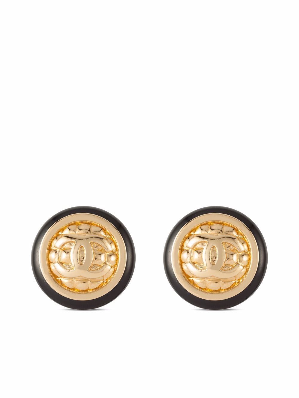 Chanel Pre-Owned 1980s CC round clip-on earrings - Gold