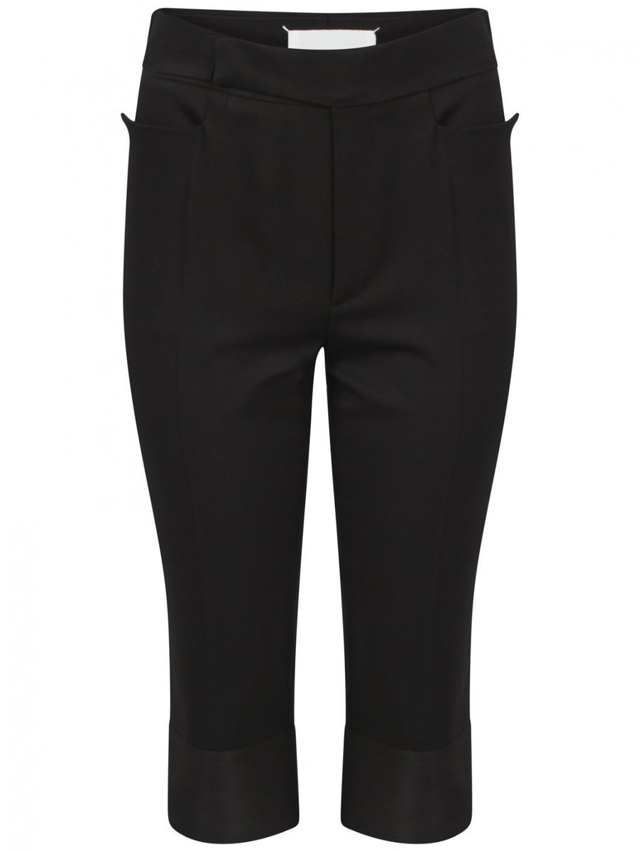 Cropped Contrast Silk Bottom Trousers 40 Black