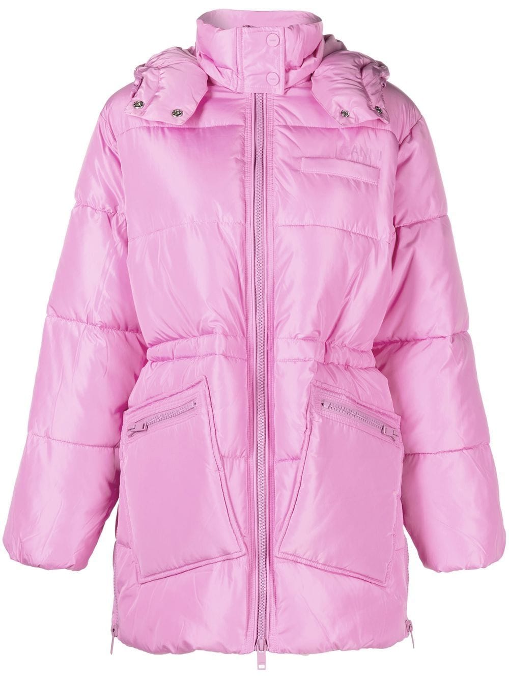 GANNI Oversized Tech Puffer Midi Jacket - Pink