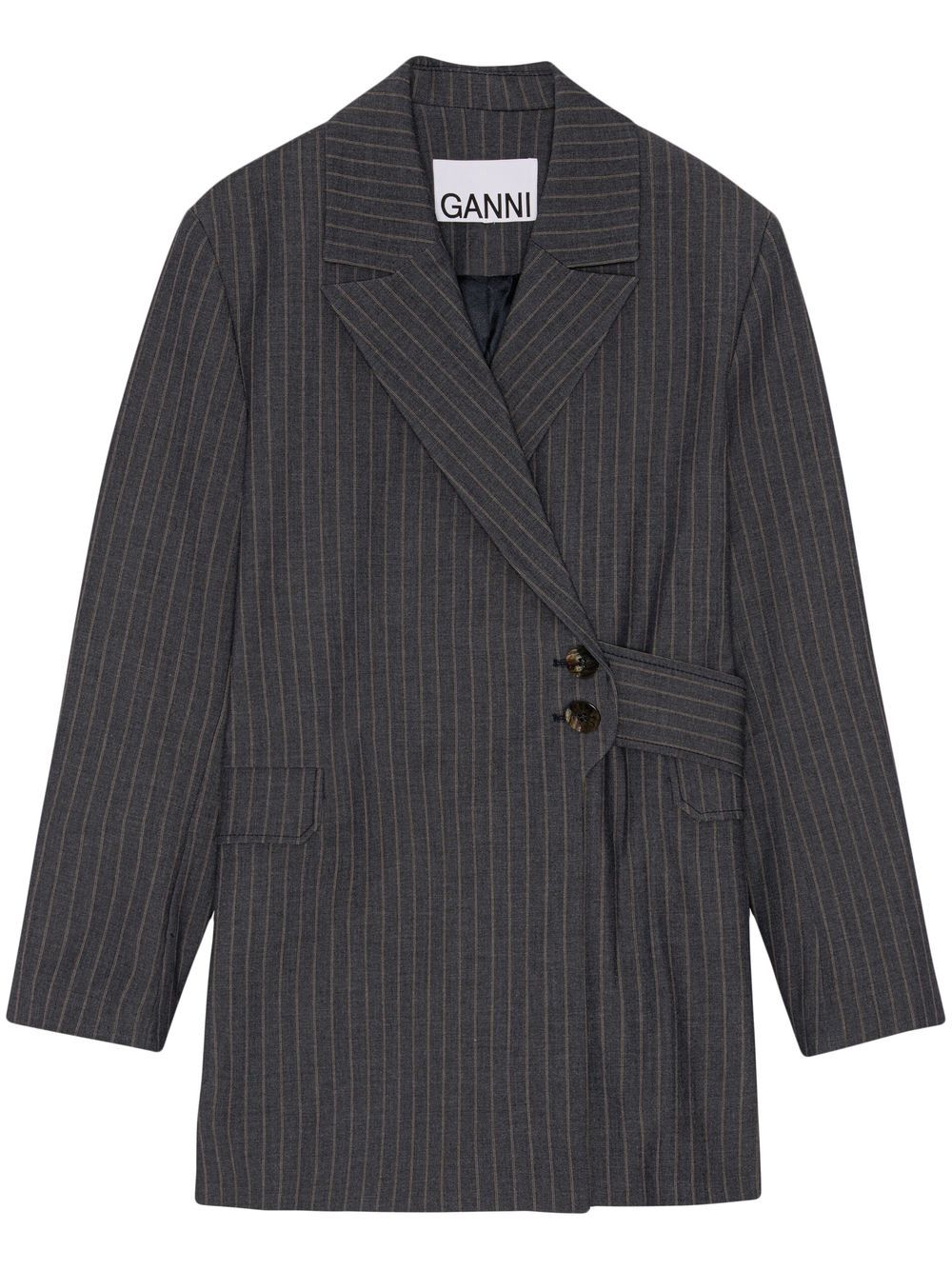GANNI pinstripe wrap jacket - Grey