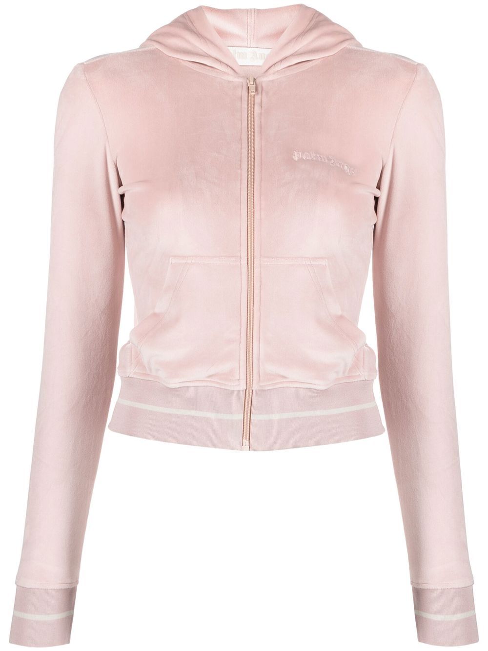 Palm Angels chenille zipped hoodie - Pink
