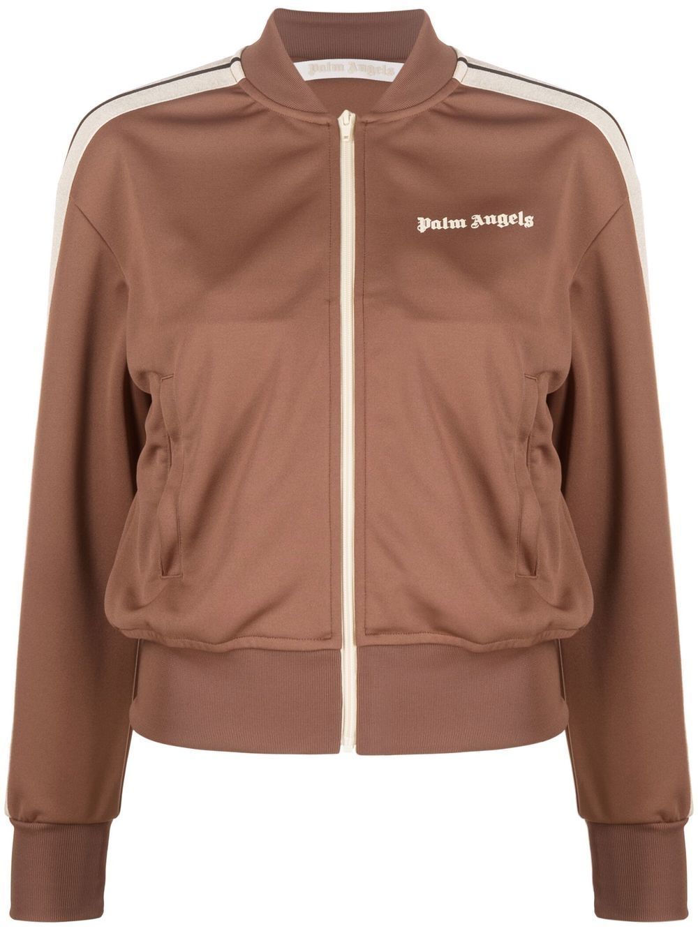 Palm Angels logo-print zip-up sweatshirt - Brown