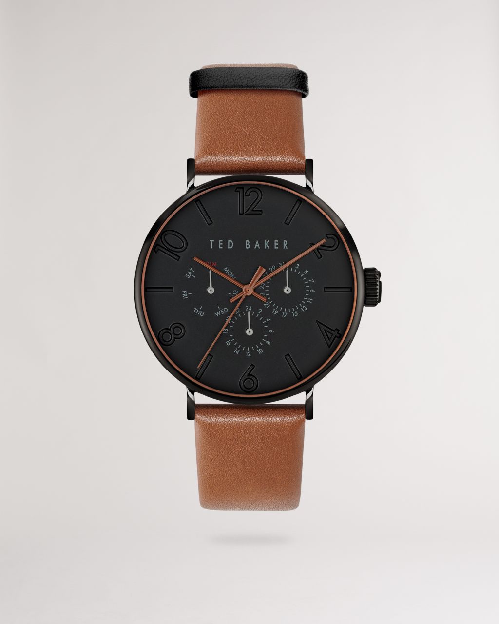 Ted Baker Leather Strap Multifunction Watch in Tan LTHER, Men's Accessories