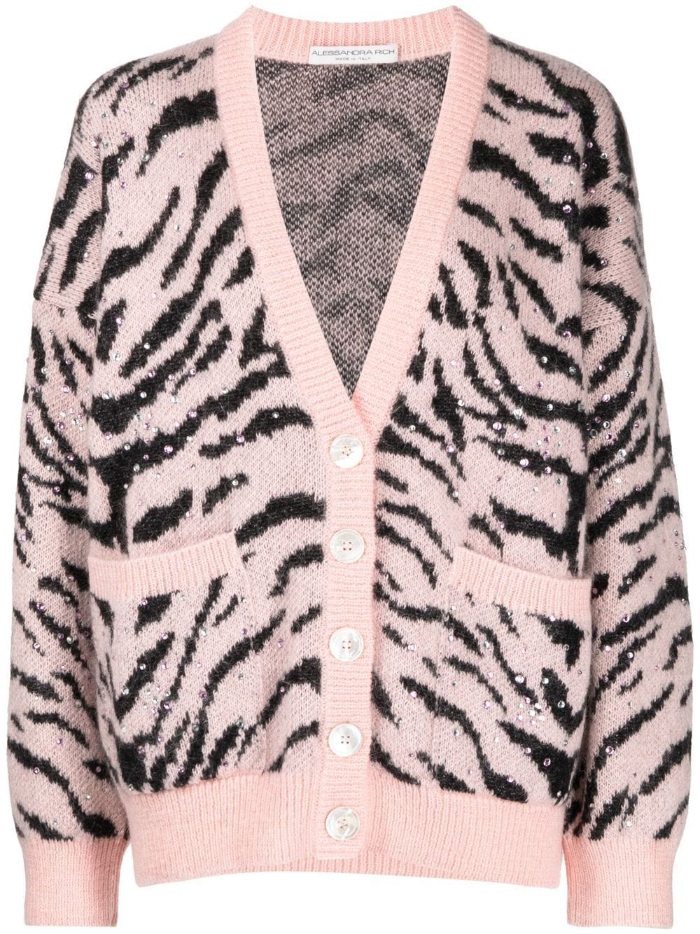 Alessandra Rich zebra-pattern V-neck cardigan - Pink