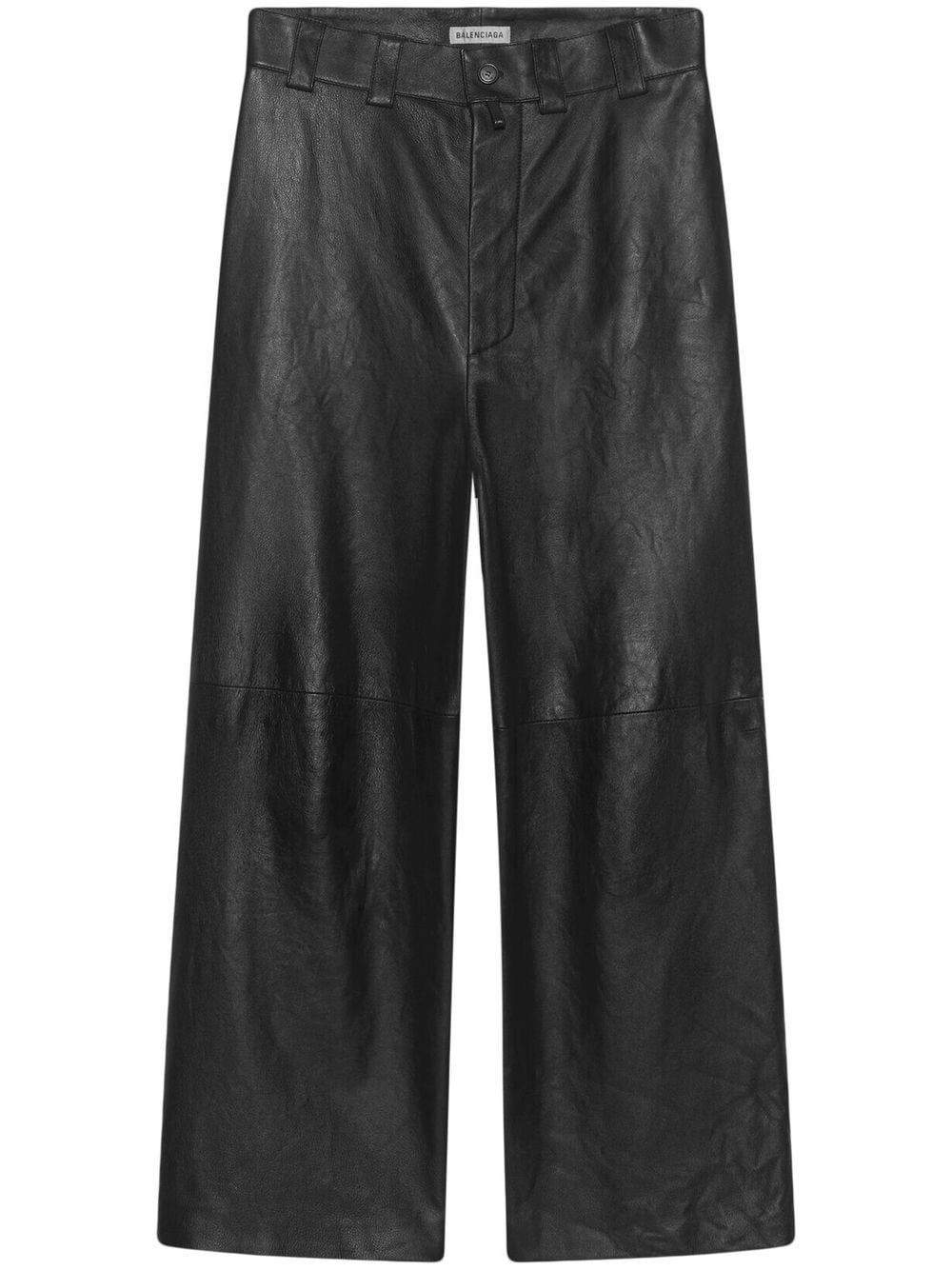 Balenciaga straight-leg cut leather trousers - Black