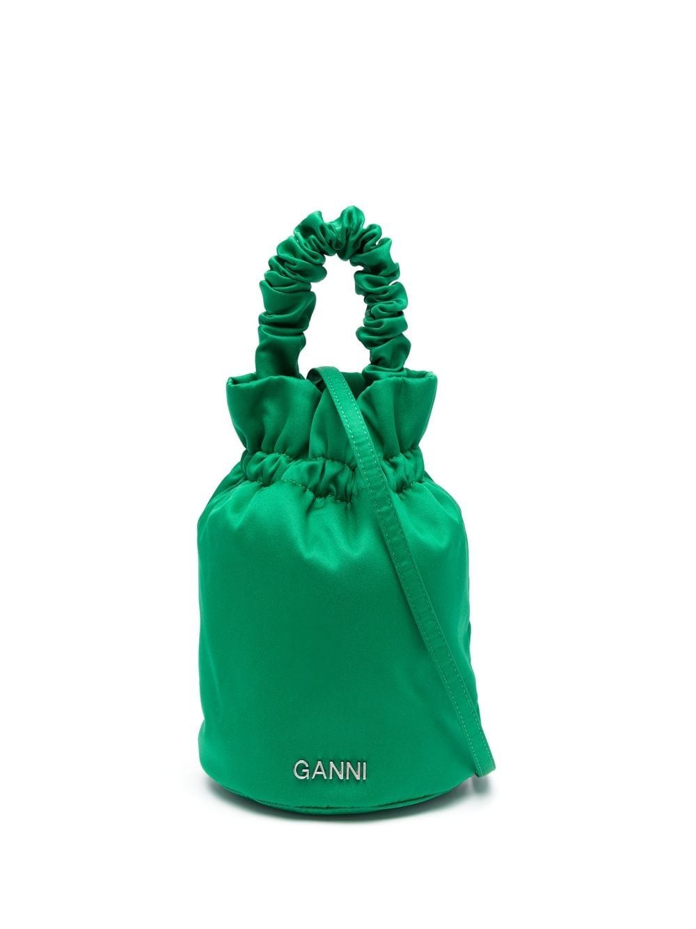GANNI logo-detail drawstring shoulder bag - Green