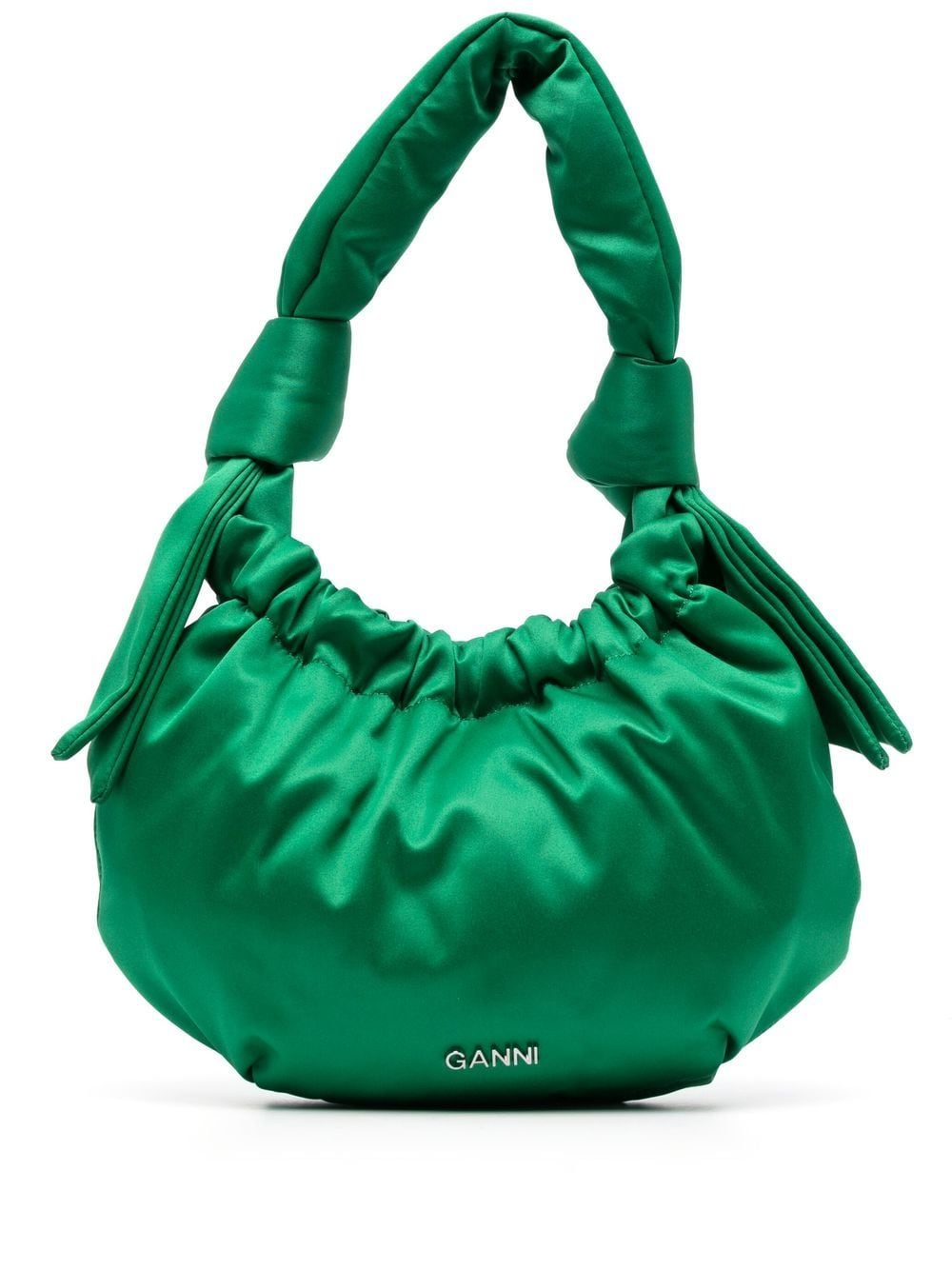 GANNI logo-lettering Hobo bag - Green