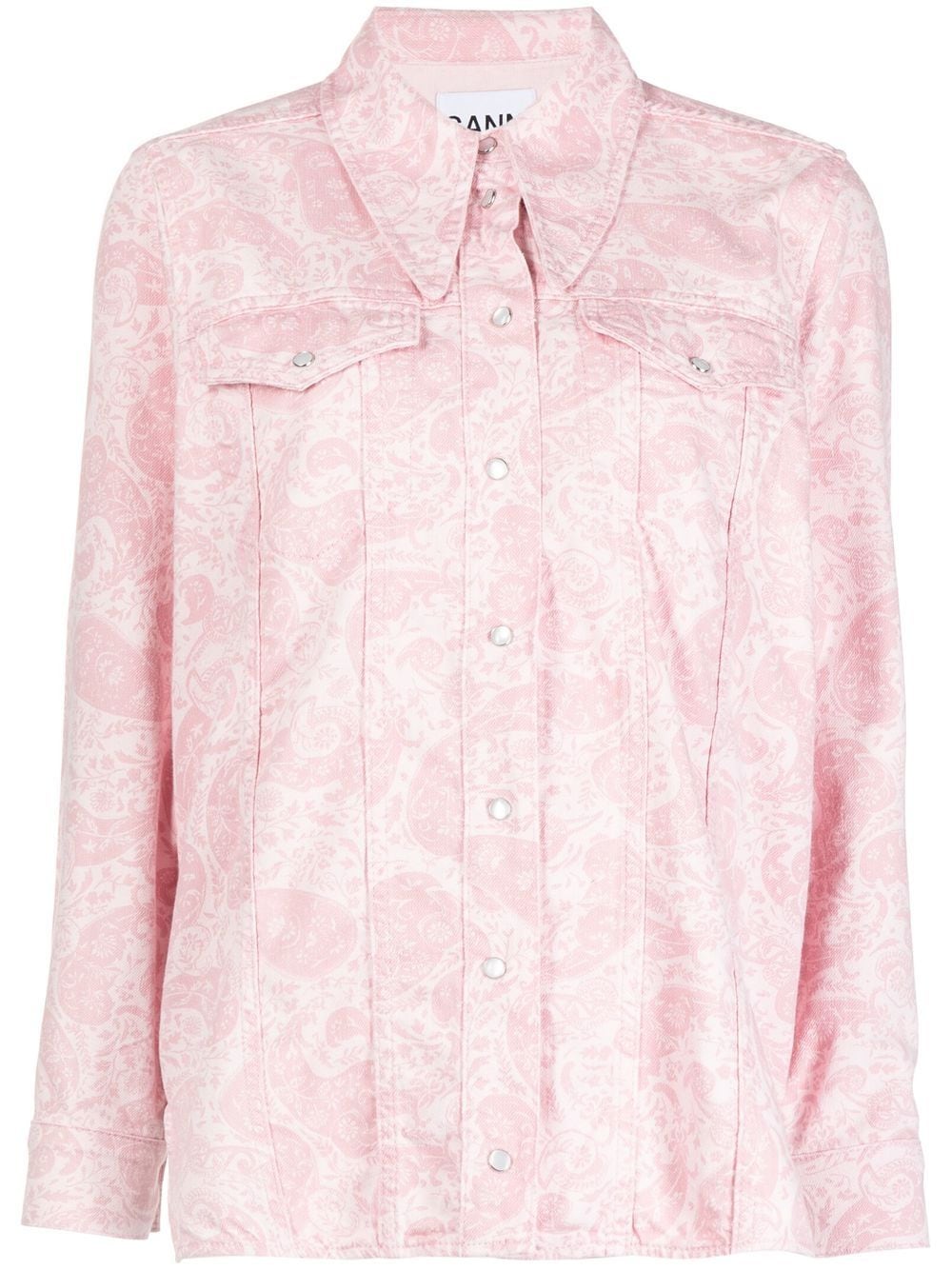 GANNI paisley-print denim jacket - Pink