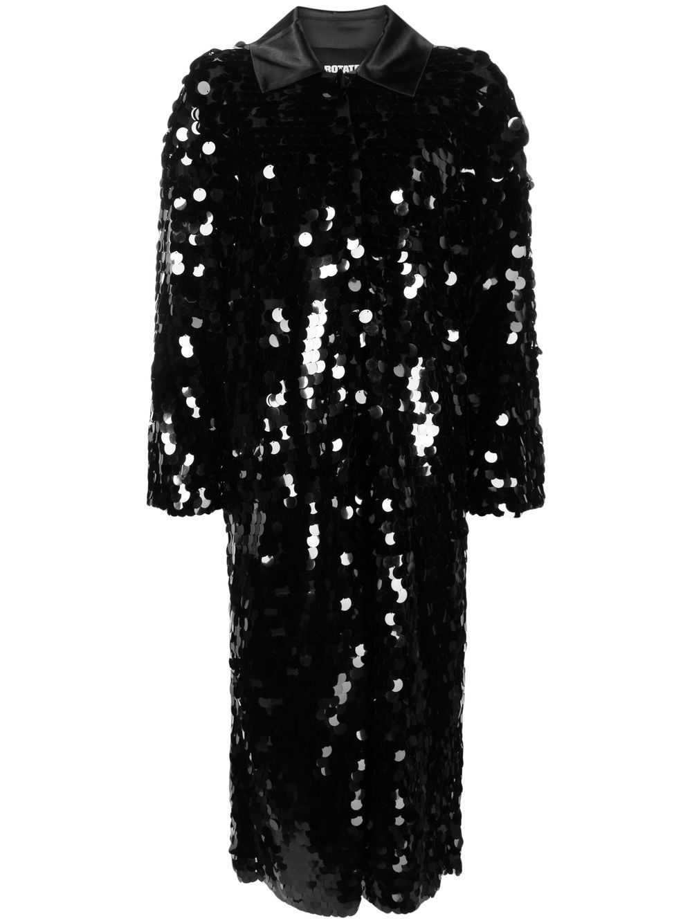 ROTATE sequinned satin coat - Black