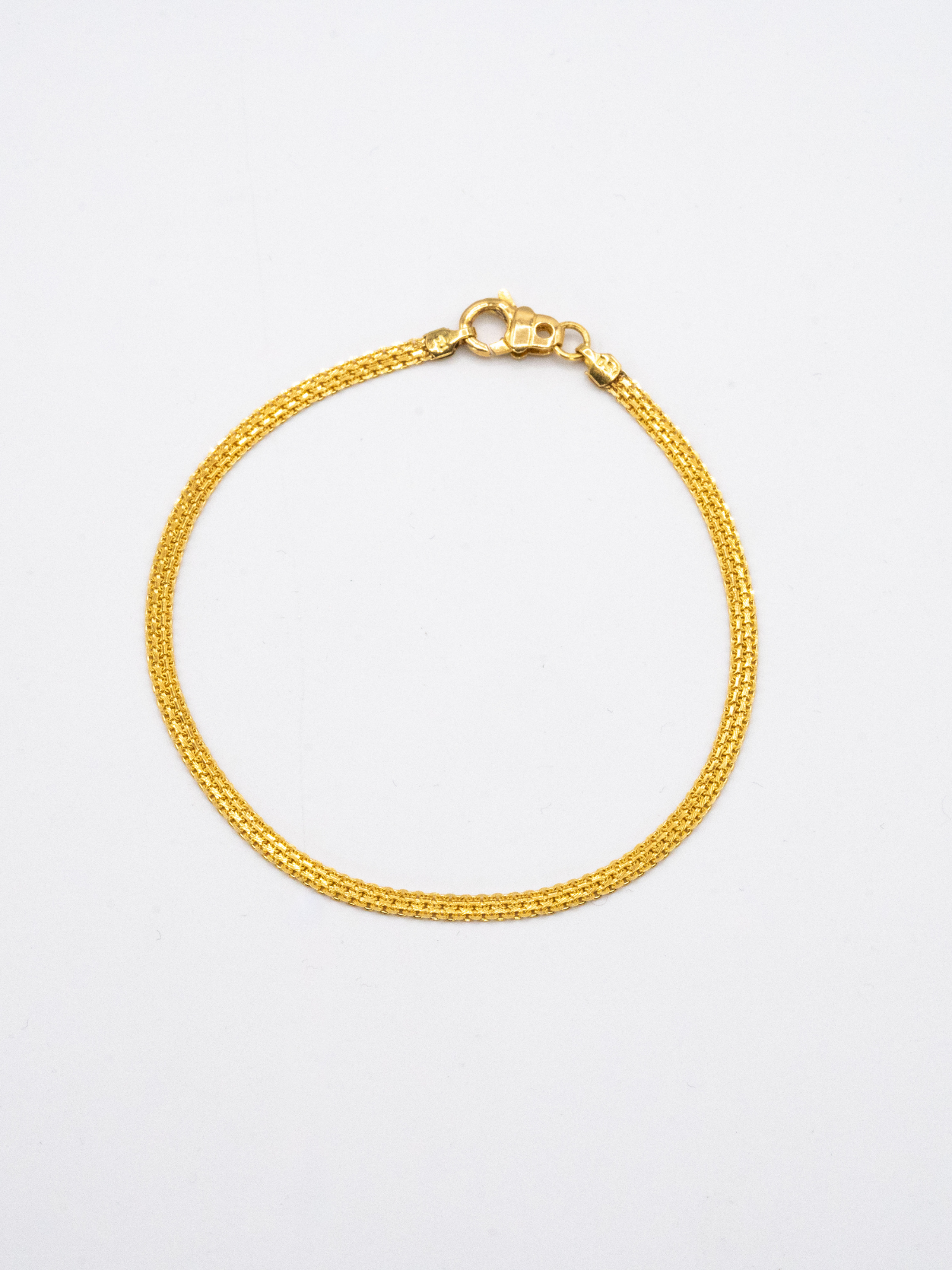 WOMEN'S 18 KARAT YELLOW GOLD FLAT CHAIN BRACELET - 7 inch Yellow Gold 18 Karat Gold