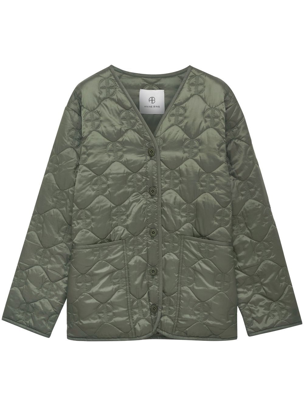ANINE BING Andy Monogram quilted bombe jacket - Green