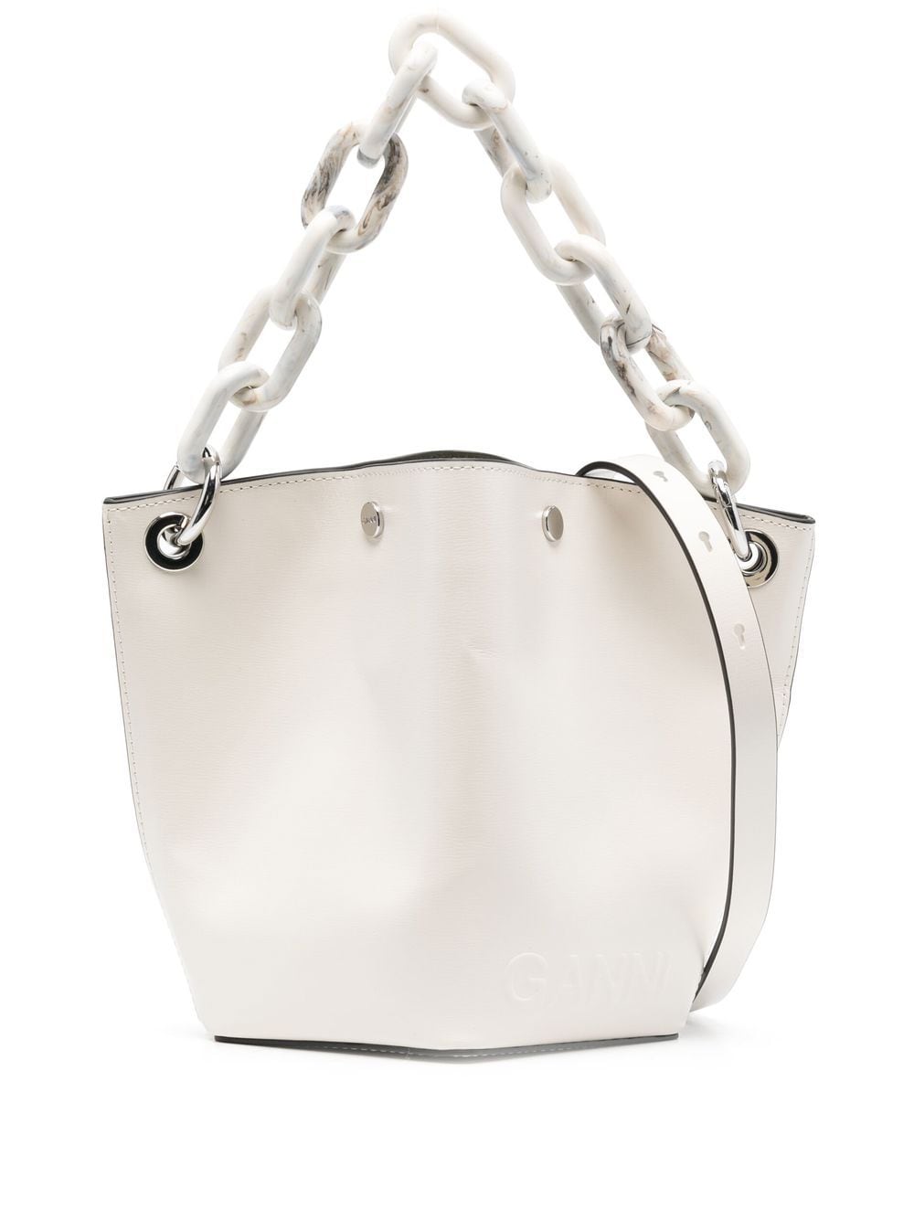 GANNI chain-detail bucket bag - Neutrals