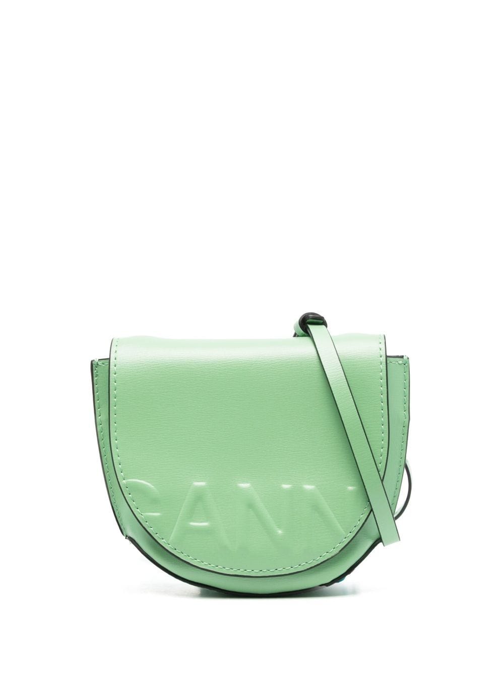 GANNI debossed-logo shoulder bag - Green