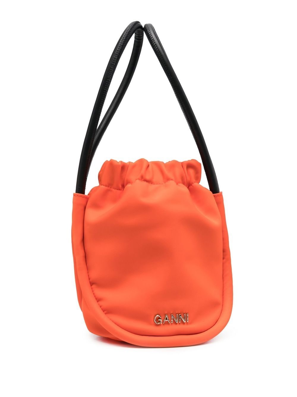 GANNI logo-plaque bucket bag - Orange