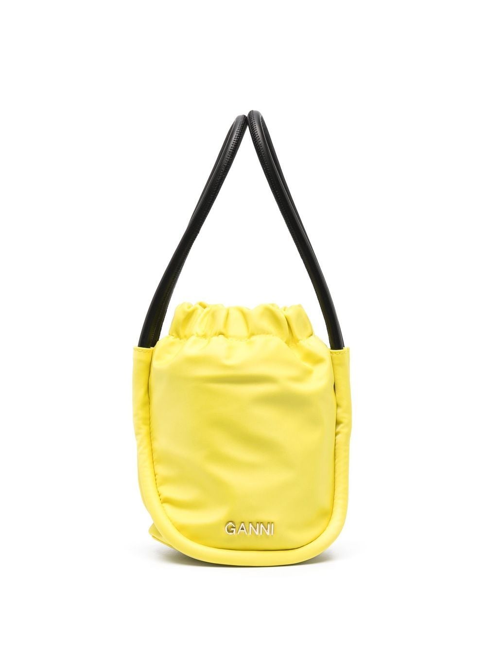 GANNI logo-plaque bucket bag - Yellow