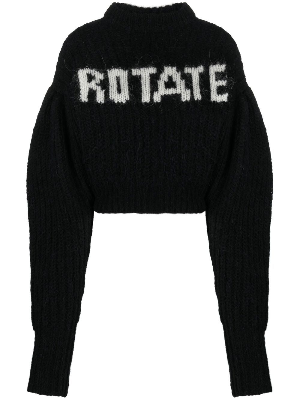 ROTATE logo-print puff-sleeve jumper - Black