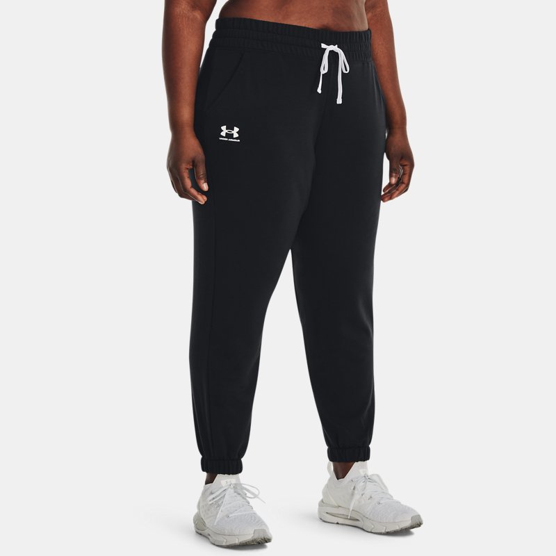 Women's Under Armour Rival Terry Joggers Black / White 1X