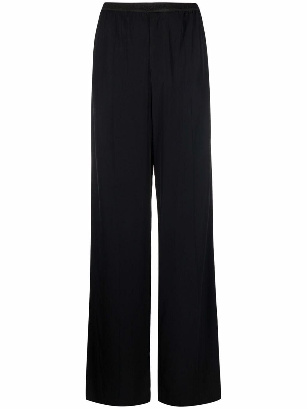 Balenciaga logo-waistband wide-leg trousers - Black