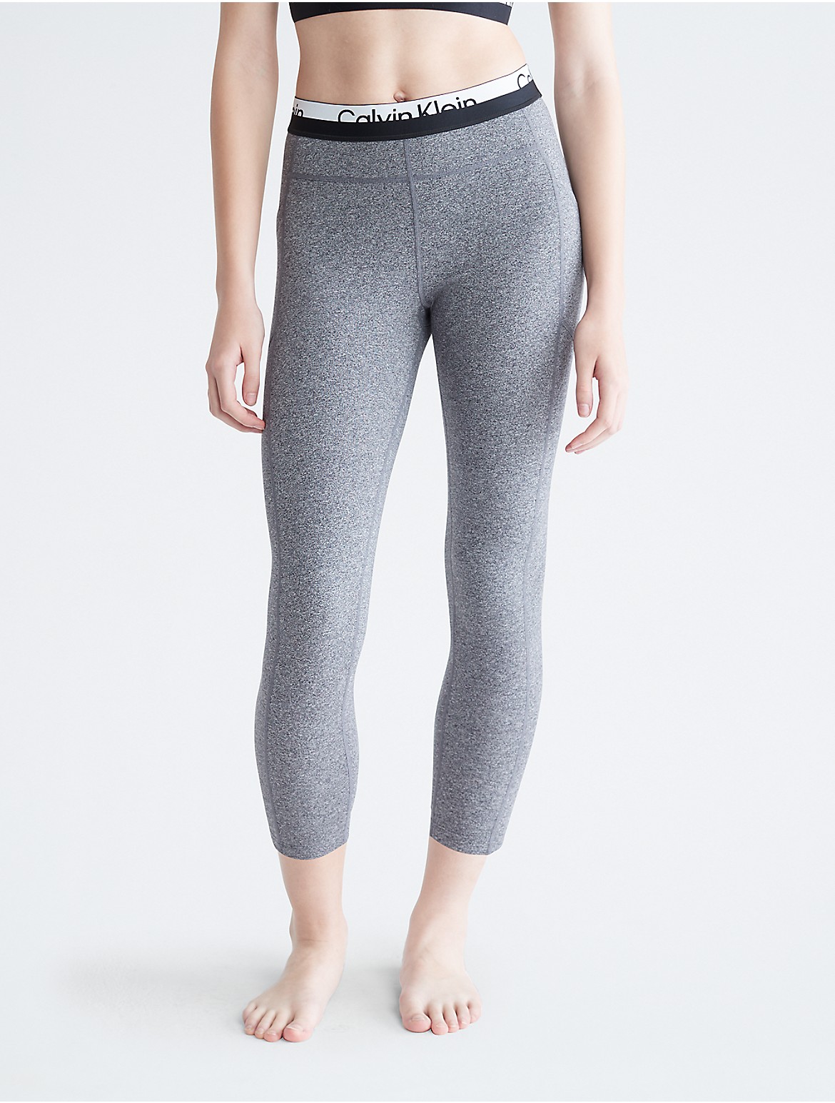 Calvin Klein Women's Performance Tri-Blend Logo Tape High Waist 7/8 Leggings - Grey - XL