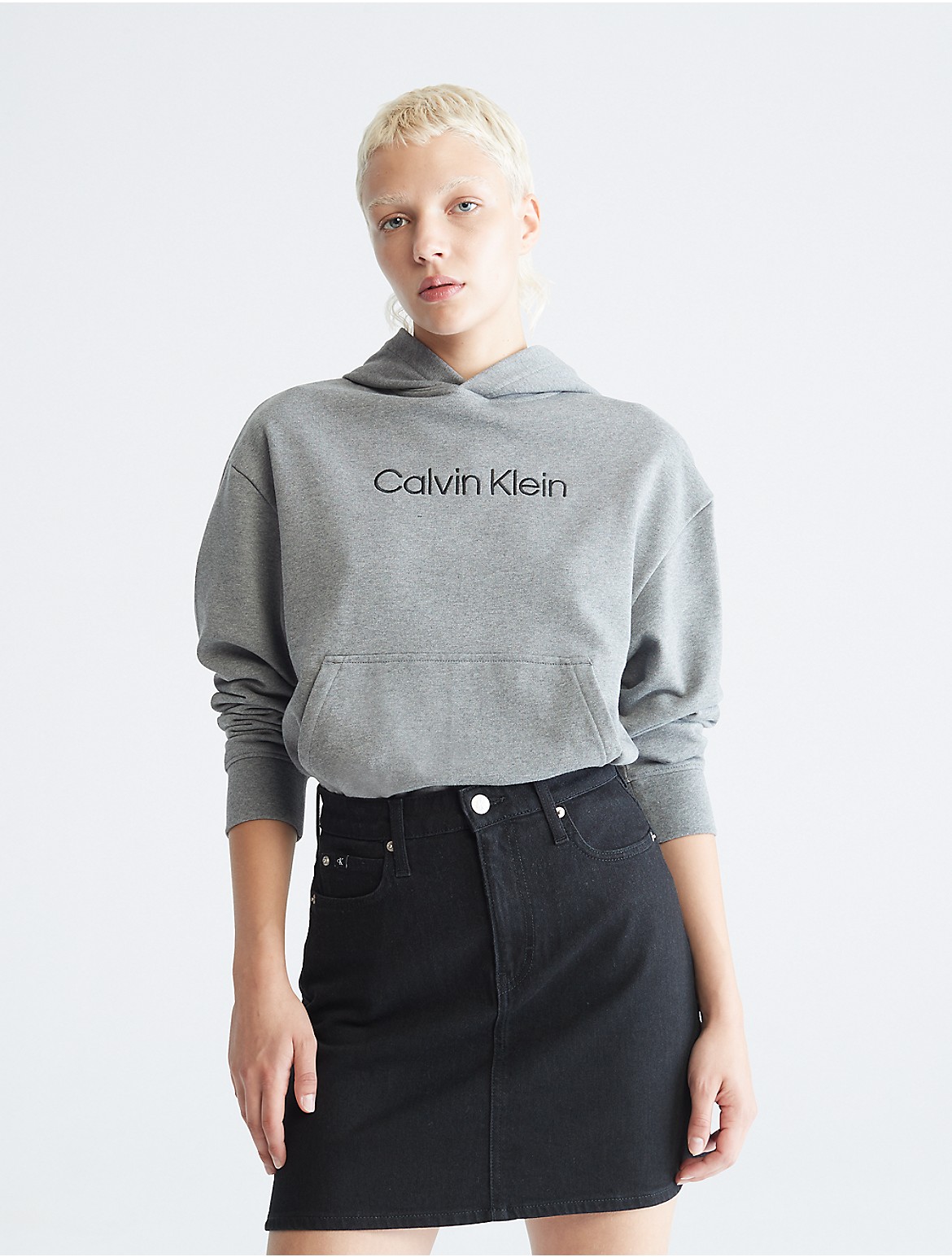 Calvin Klein Women's Relaxed Fit Standard Logo Hoodie - Grey - XS