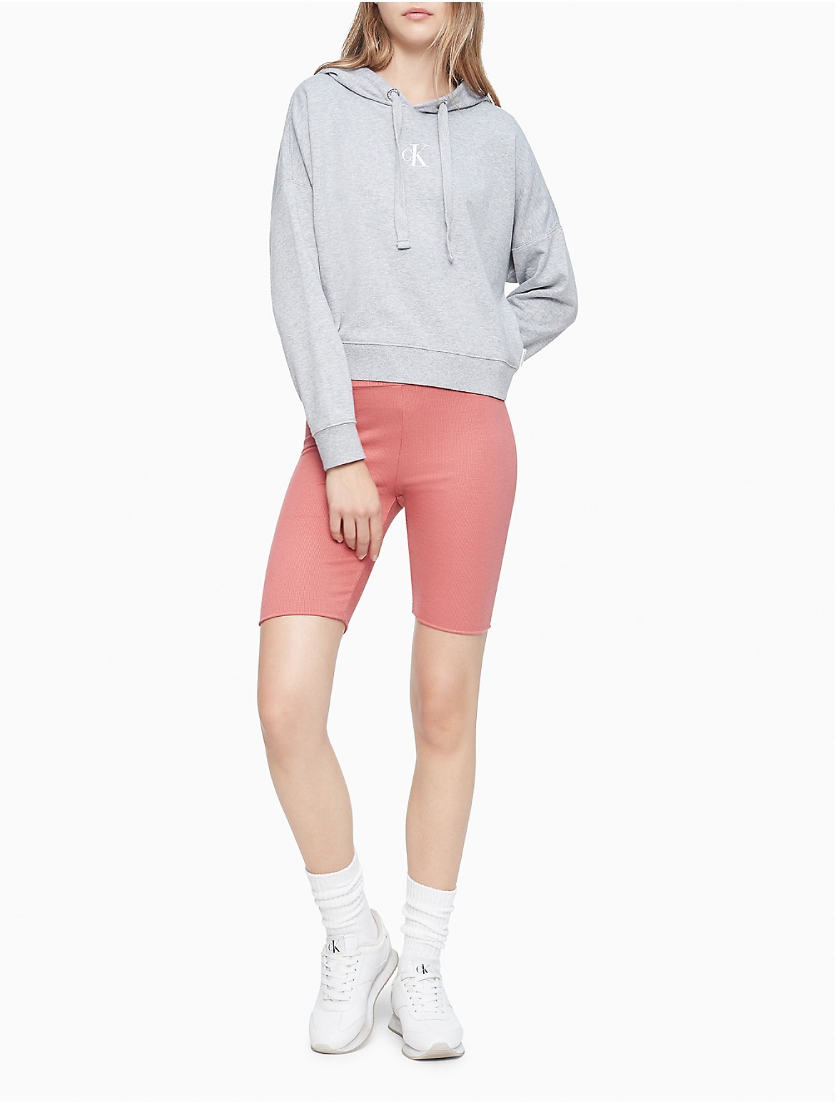 Calvin Klein Women's Ribbed High Waisted Bike Shorts - Pink - XL