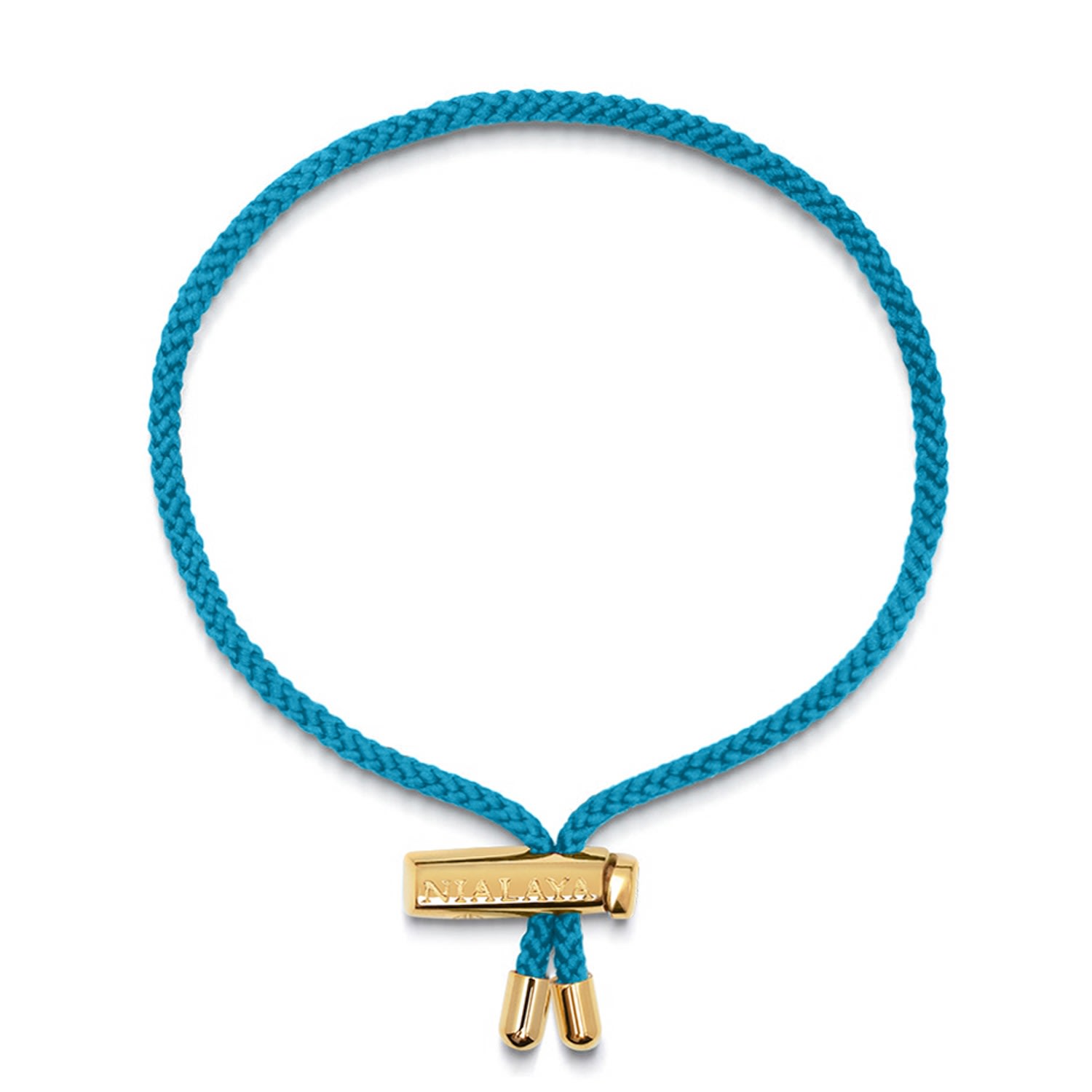 Gold / Blue Men's Aqua Blue String Bracelet With Adjustable Lock Nialaya Jewelry