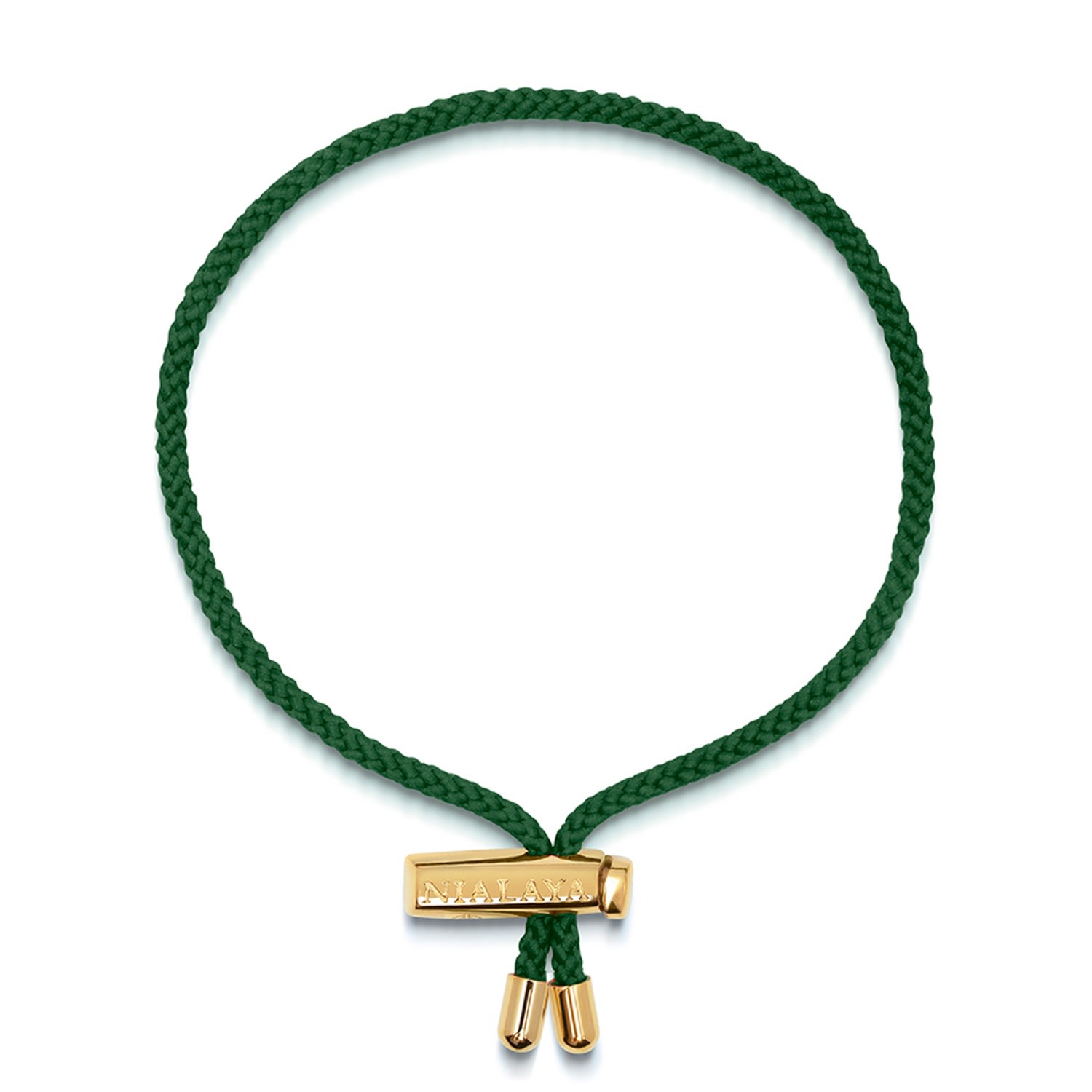 Gold / Green Men's Green String Bracelet With Adjustable Lock Nialaya Jewelry