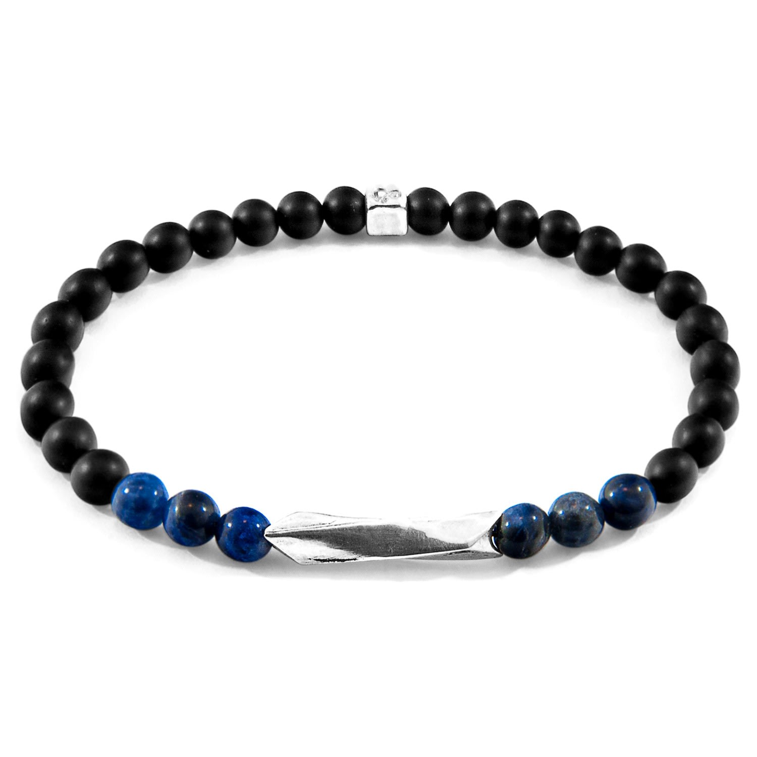 Men's Black / Blue Blue Sodalite Orinoco Silver & Stone Bracelet ANCHOR & CREW