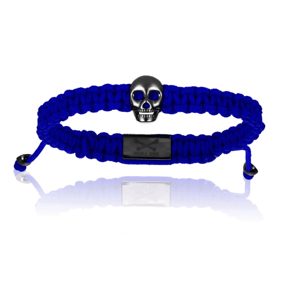 Men's Black Pvd Skull With Blue Polyester Bracelet Unisex Double Bone Bracelets