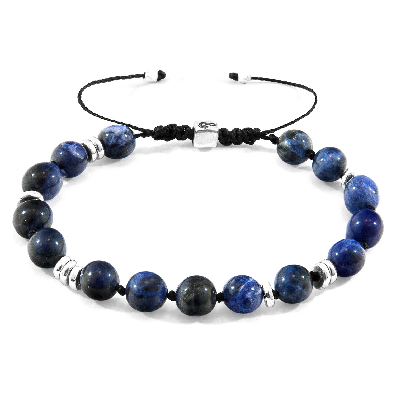 Men's Blue Sodalite Agaya Silver & Stone Beaded Macrame Bracelet ANCHOR & CREW