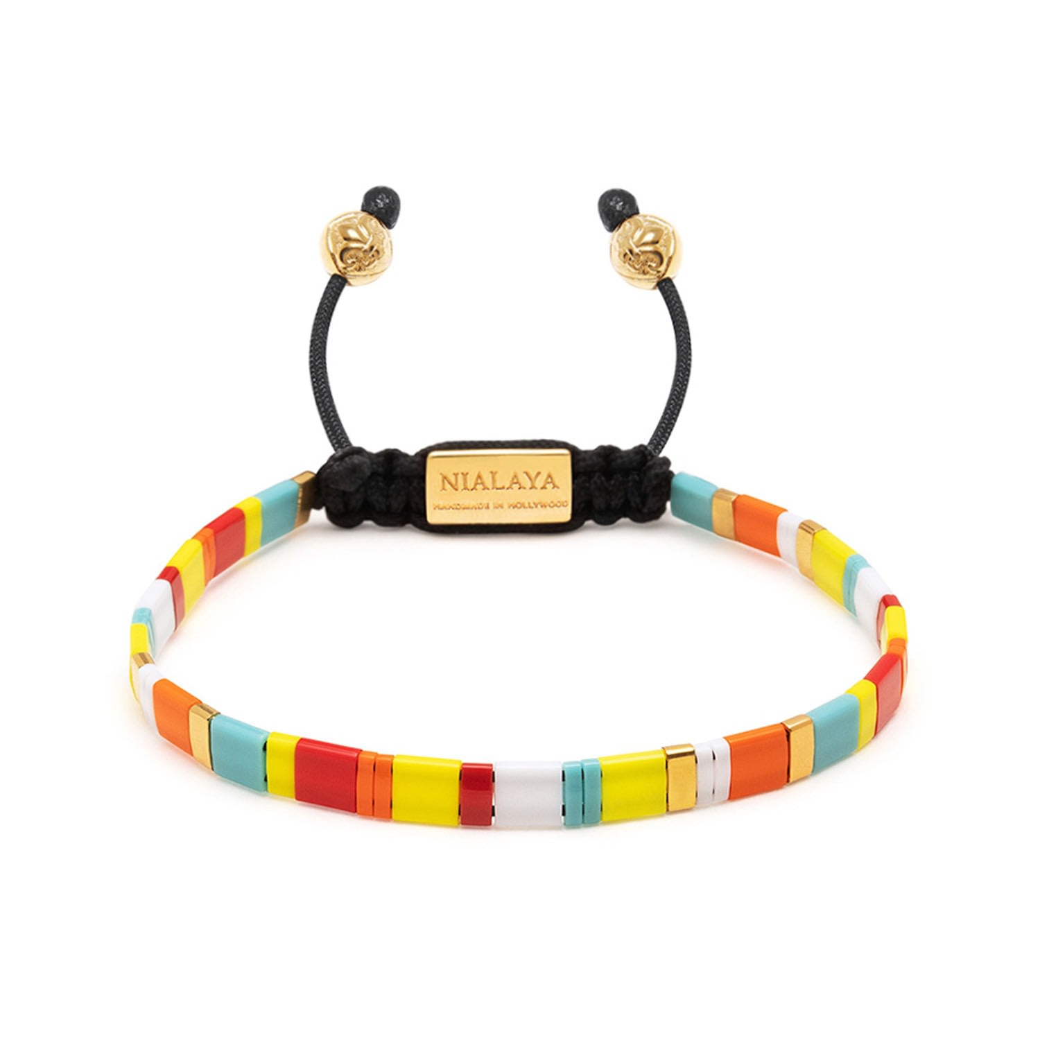 Men's Bracelet With Mixed Colors And Gold Miyuki Tila Beads Nialaya Jewelry