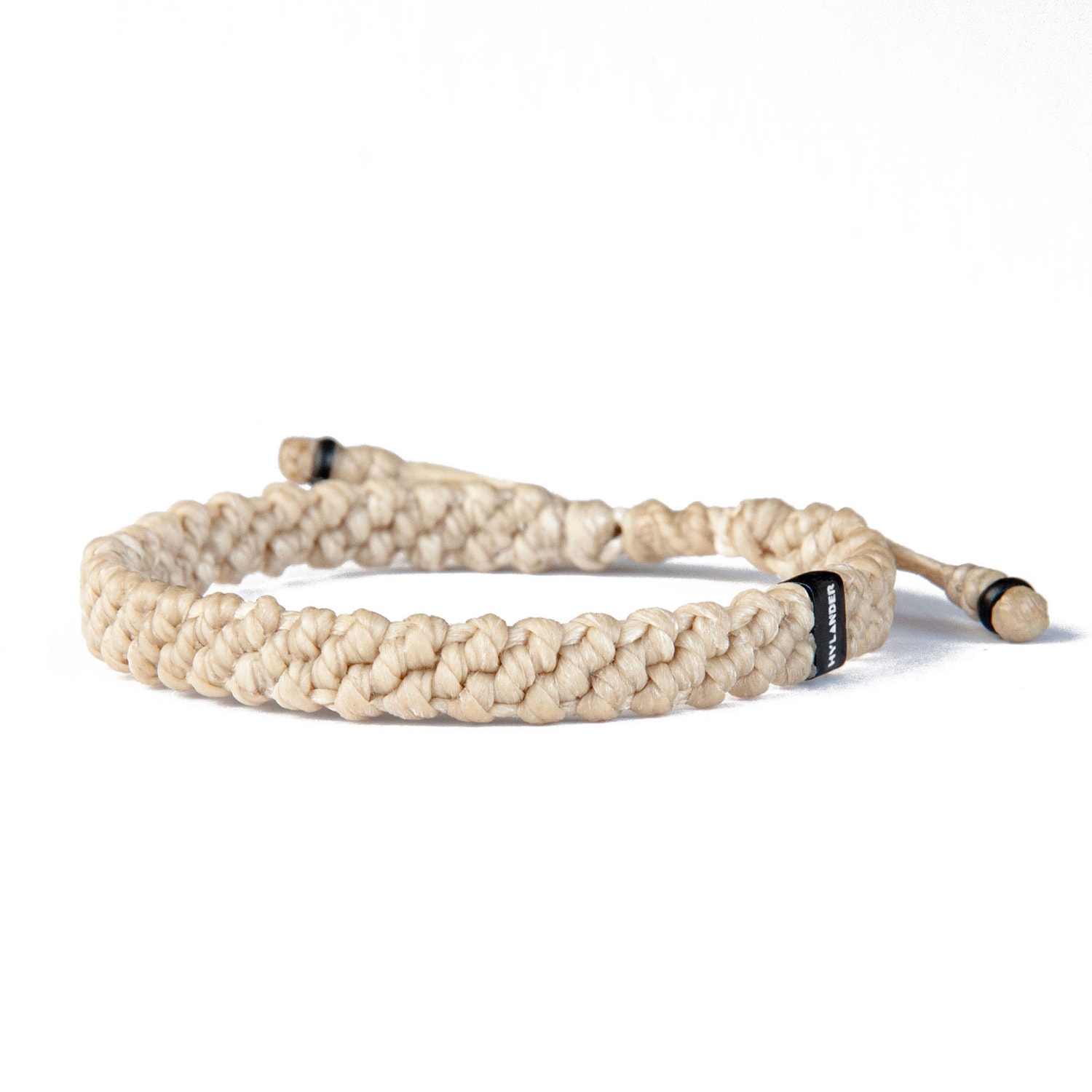 Men's Chunky Ecru Rope Bracelet Waxed Cord & Stainless Steel - Neutrals Harbour UK Bracelets
