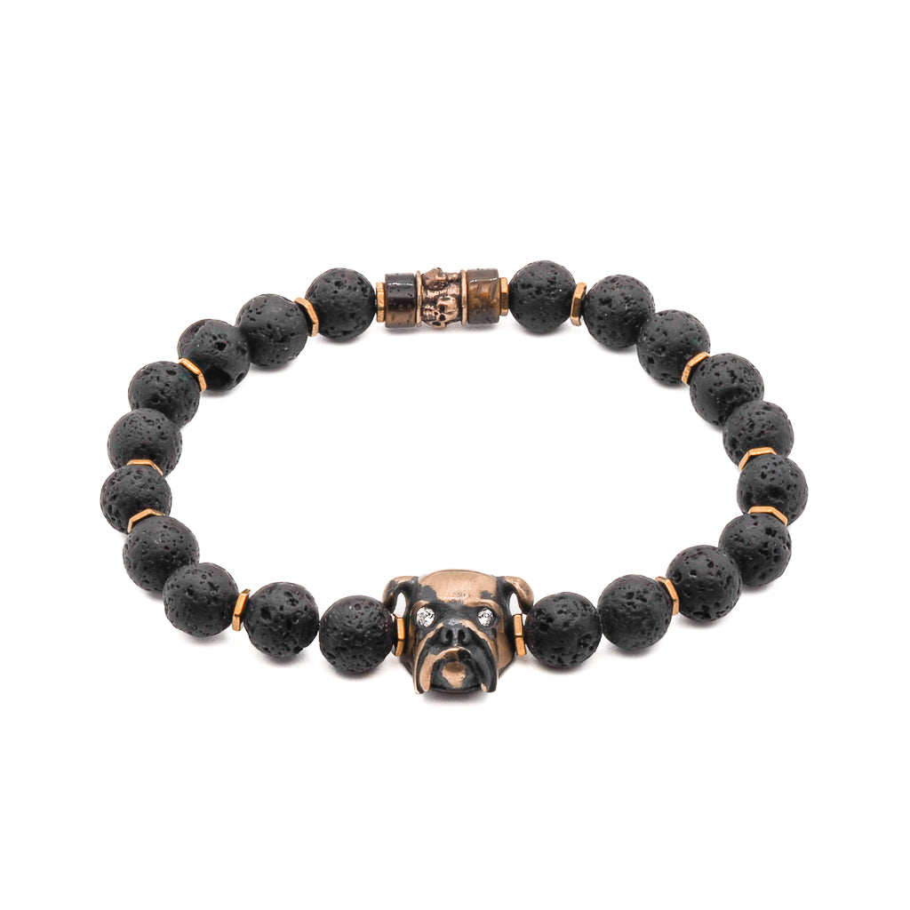 Men's Gold / Black Black Dog Charm Bracelet Ebru Jewelry