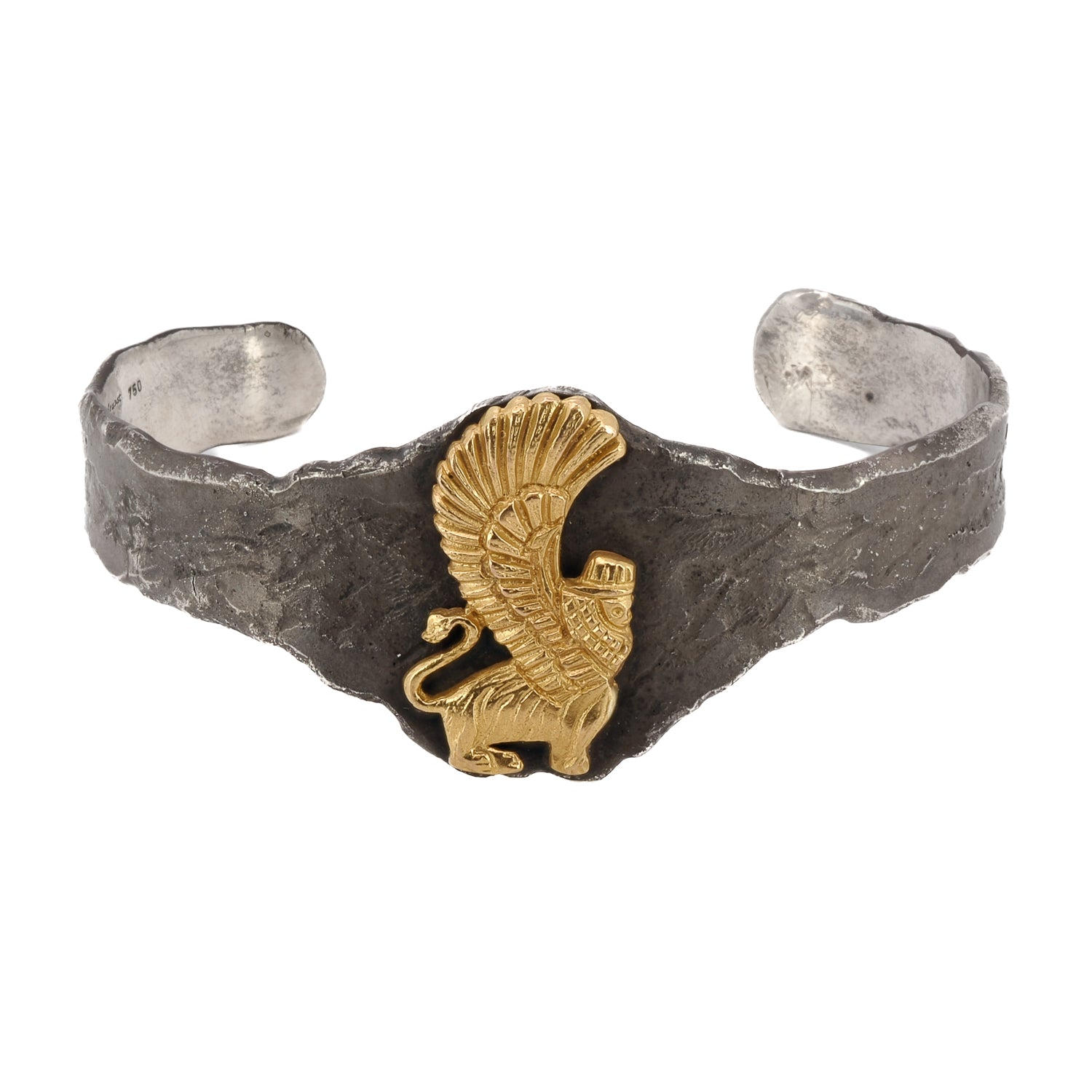 Men's Gold / Silver Assyrian Gold Lion Cuff Bracelet Ebru Jewelry
