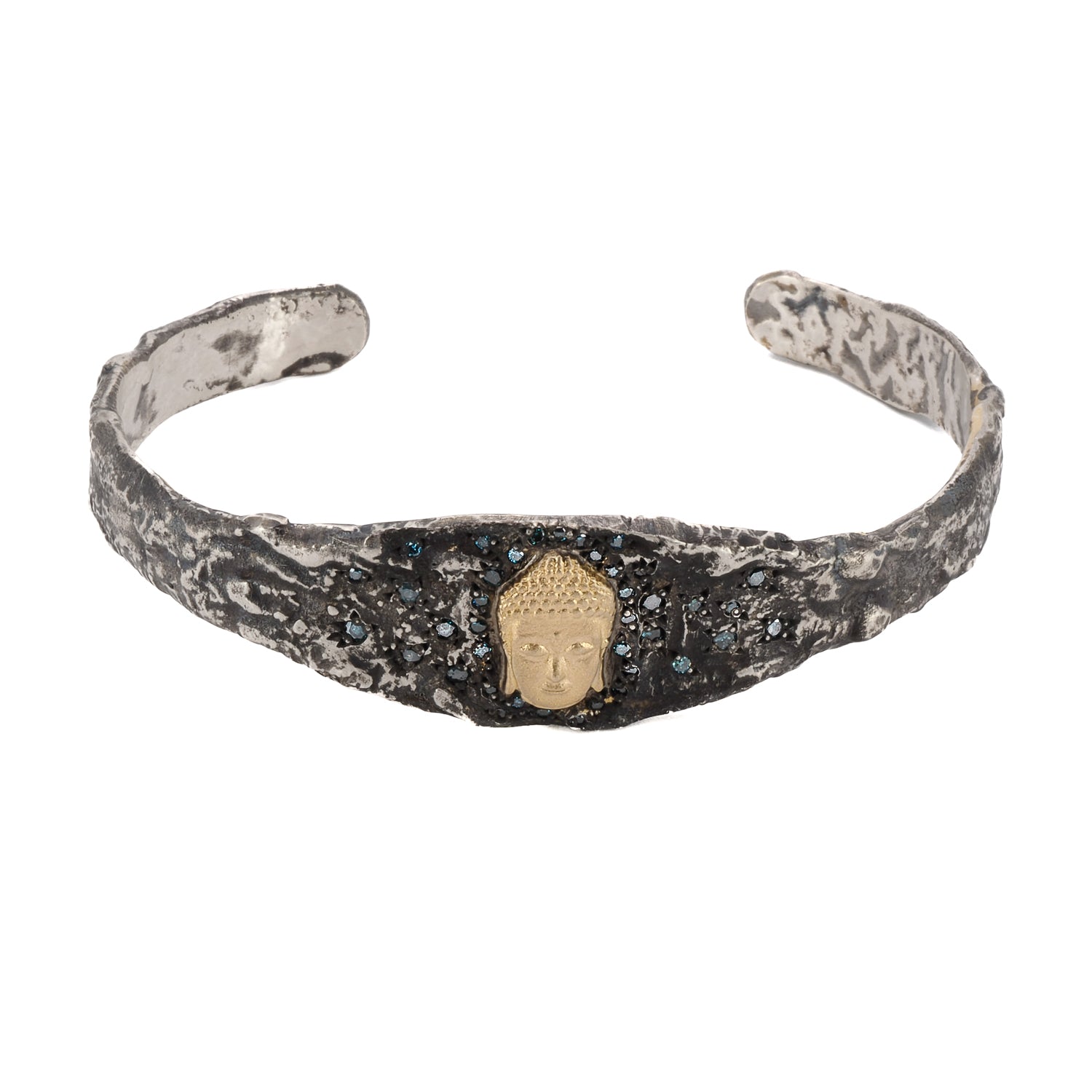 Men's Gold / Silver Handmade Buddha Bangle Bracelet Ebru Jewelry