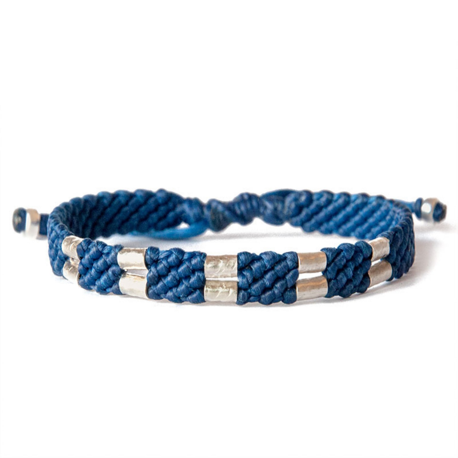 Men's Handmade Silver Rope Bracelet With Eco-Friendly Vegan Cording - Blue Harbour UK Bracelets