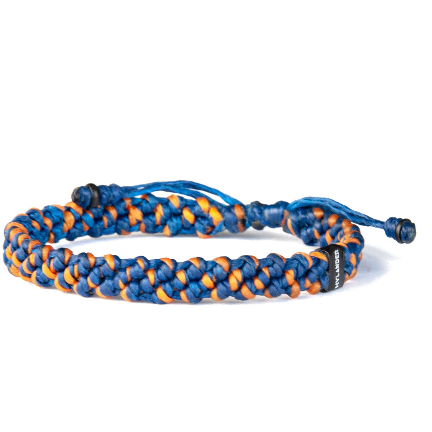 Men's Orange Blue Rope Bracelet Waxed Cord & Stainless Steel - Multicolour Harbour UK Bracelets