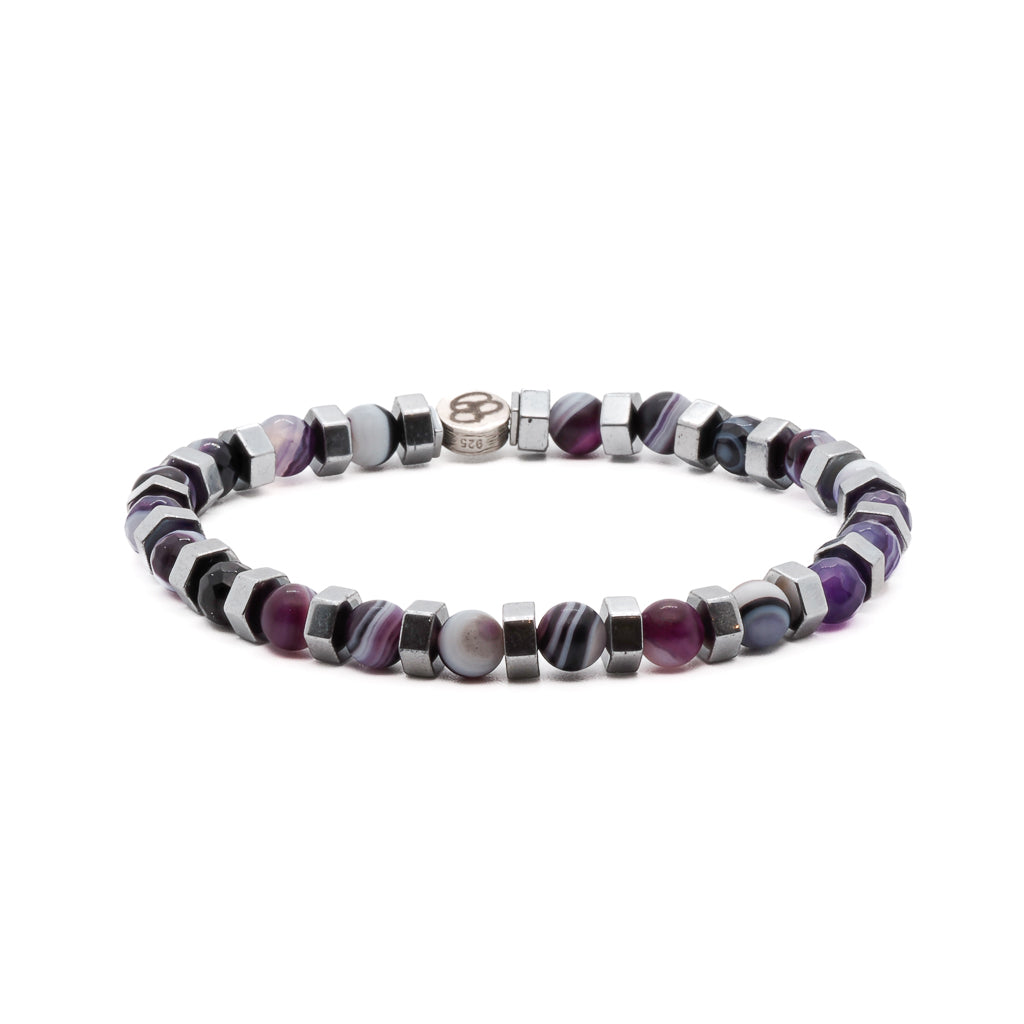 Men's Pink / Purple / White Agate Aura Bracelet Ebru Jewelry
