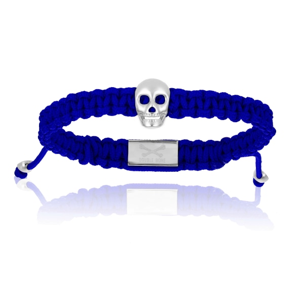 Men's Silver Skull With Blue Polyester Bracelet Unisex Double Bone Bracelets