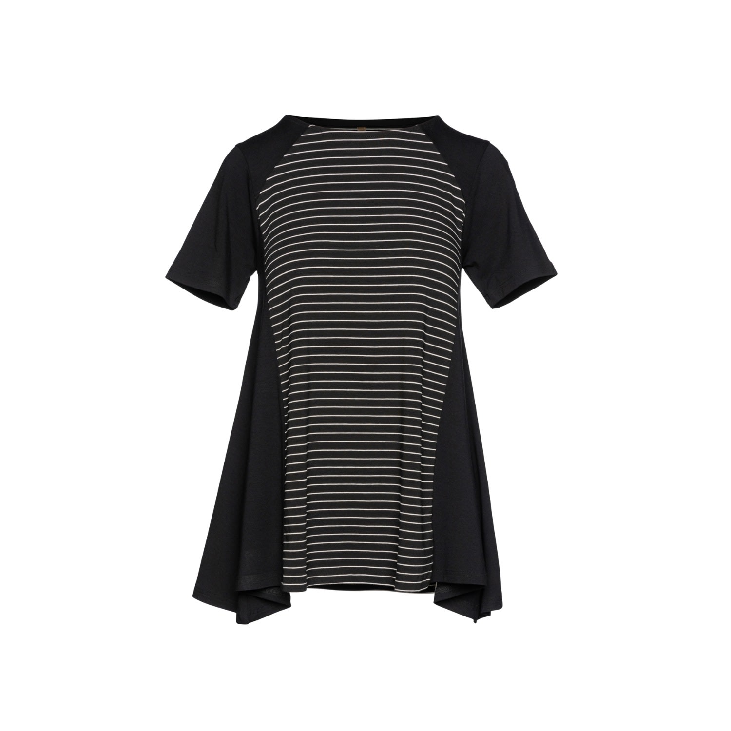 Women's Black Short Sleeve Top With Stripe Detail Small Conquista