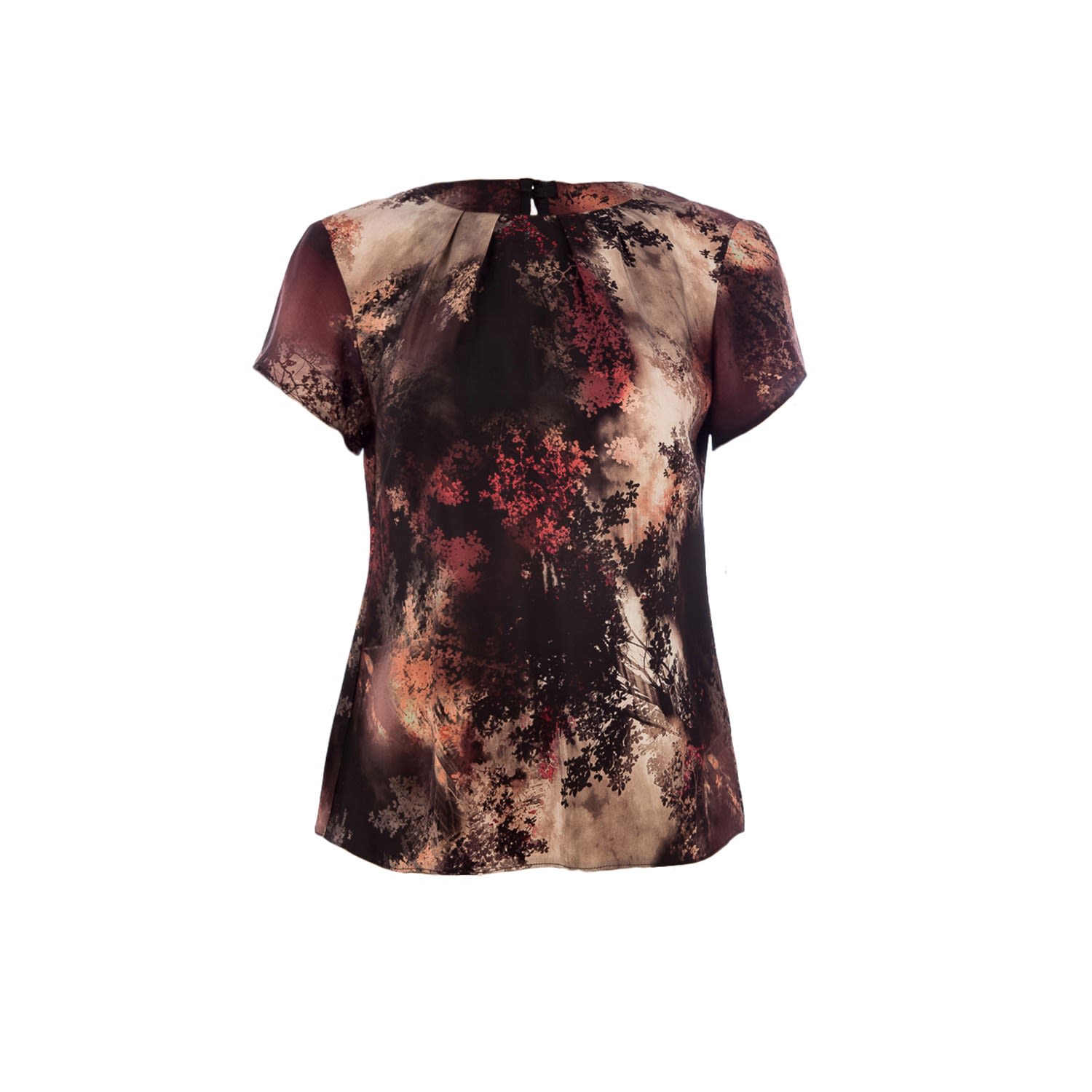 Women's Short Sleeve Print Top In Cupro By Conquista Xs